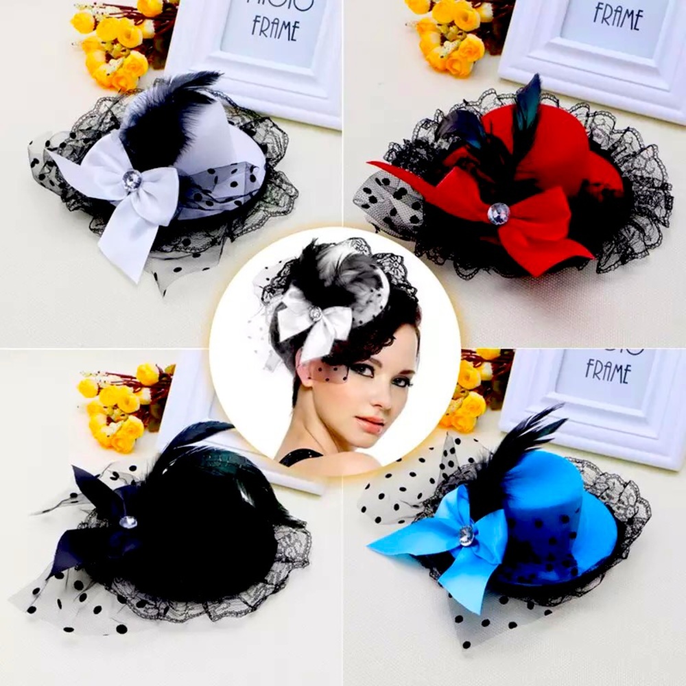New French Feather Birdcage Veil Hat Pin